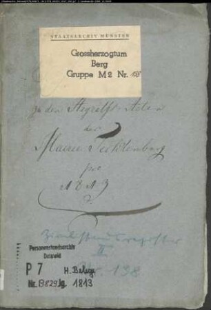 Belegakten zum Heiratsregister 1813 der Munizipalität Tecklenburg. Bezirk Osnabrück