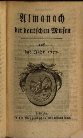 Almanach der deutschen Musen : auf das Jahr ... 1777