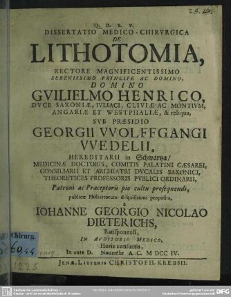 Dissertatio Medico-Chirurgica De Lithotomia