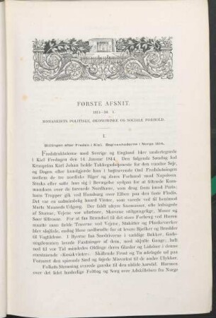 Første Afsnit. 1814-30. I. Monarkiets Politiske, Økonomiske Og Sociale Forhold.