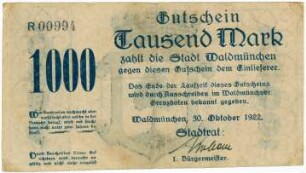 Geldschein / Notgeld, 1.000 Mark, 30.10.1922
