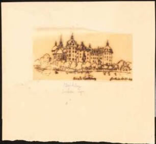 Schloss Moritzburg: Durchzeichnung: Perspektivische Ansicht, nach der Gartenlaube, 1871, S. 604