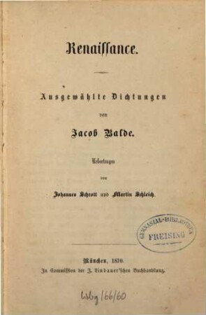 Renaissance : ausgewählte Dichtungen