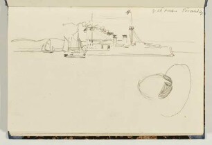 Kriegsschiff und Segelboot