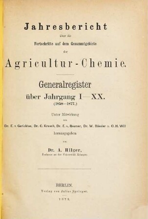 Jahresbericht über die Fortschritte auf dem Gesamtgebiet der Agrikultur-Chemie. [20,a]