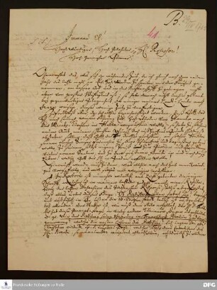 Brief von Jacob Hahn an August Hermann Francke.