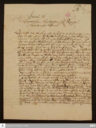 Brief von Jacob Hahn an August Hermann Francke.