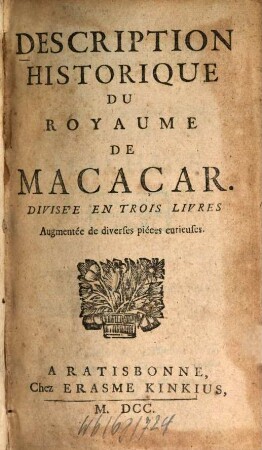 Description historique du royaume de Macaçar