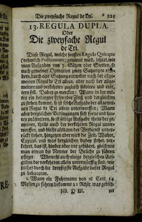13. Regula Dupla. Oder Die zweyfache Regul de Tri.