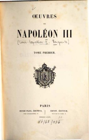 Oeuvres de Napoléon III. 1