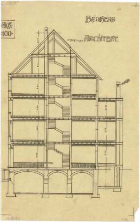 Billing, Hermann; Karlsruhe, Amalienstr. 53; Haus Bausback - Schnitt