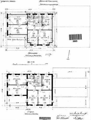 Essendorf: Empfangsgebäude mit Güterschuppen Grundrisse 1.Stock,Dachstock