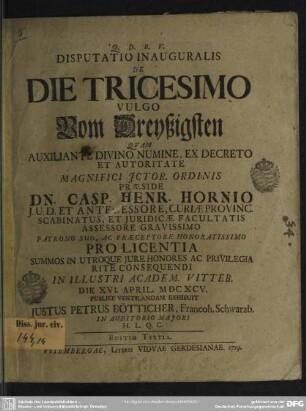 Disputatio Inauguralis De Die Tricesimo ...