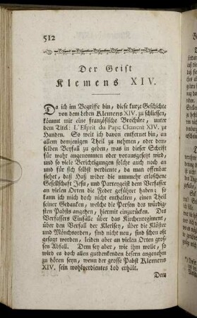 Der Geist Klemens XIV.