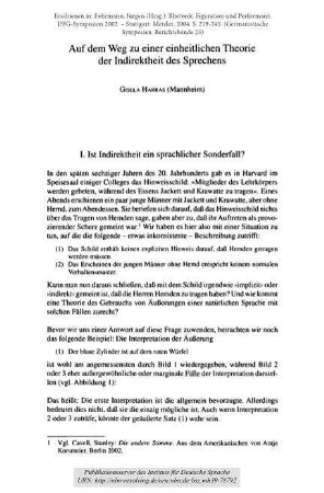 Auf dem Weg zu einer einheitlichen Theorie der Indirektheit des Sprechens