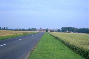 Zufahrtsstraße zum Ort, Getreidefelder