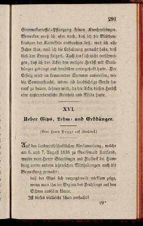 XVI. Ueber Gips, Lehm- und Erddünger