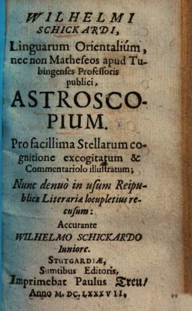 Astroscopium : pro facillima stellarum cognitione excogitatum