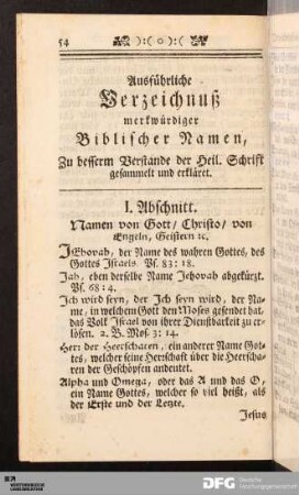 Ausführliche Verzeichnuß merkwürdiger Biblischer Namen.