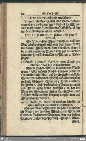 Doctoris Conradi Rothen von Lauingen Pulver, vor die Schwindsucht