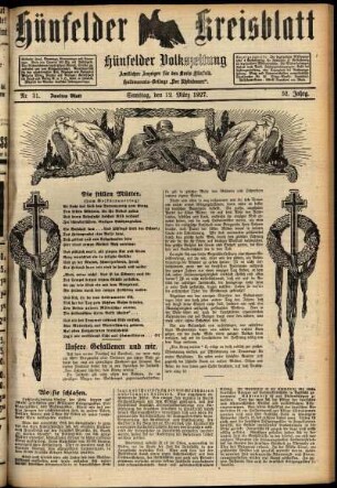 Zweite Ausgabe vom Samstag, den 12. März 1927.