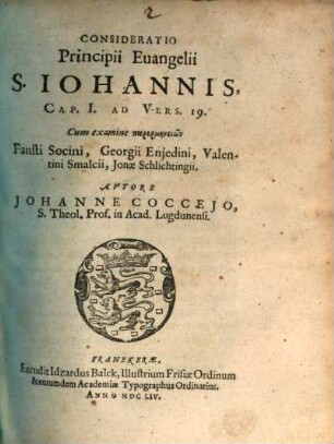 Consideratio principii Evangelici Sancti Joannis