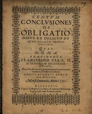 Centum conclusiones de obligationibus ex delicto et quasi delicto descendentibus