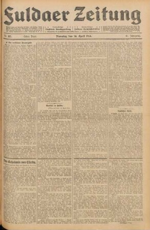 Ausgabe vom Dienstag, den 14. April 1914.