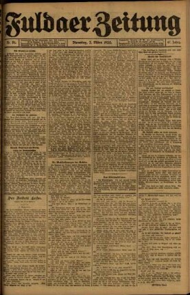 Ausgabe vom Dienstag, den 02. März 1920.