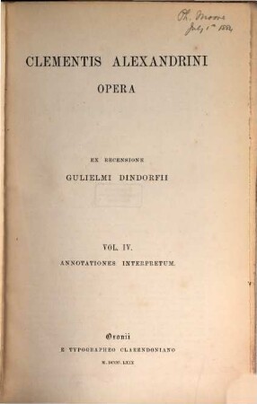 Clementis Alexandrini Opera. 4, Annotationes interpretum