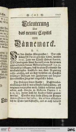Erleuterung über das neunte Capitel: Von Dännemarck