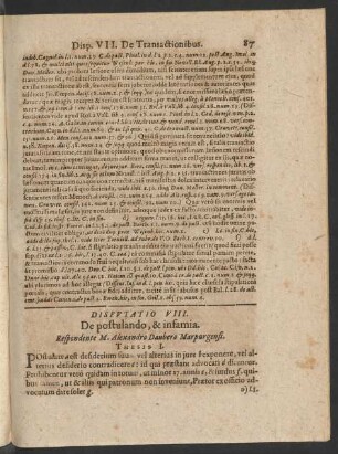 Disputatio VIII. De postulando, & infamia