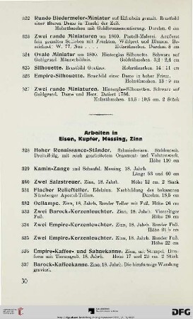 Arbeiten in Eisen, Kupfer, Messing, Zinn (Nr. 328-349)