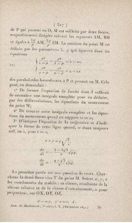 Note sur le problème de mécanique proposé au concours d'agrégation en 1891. Extrait d'une lettre de M. De Saint-Germain a M. Rouché. [Fortsetzung]