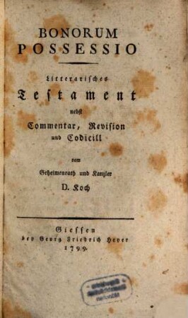 Bonorum possessio : Litterarisches Testament