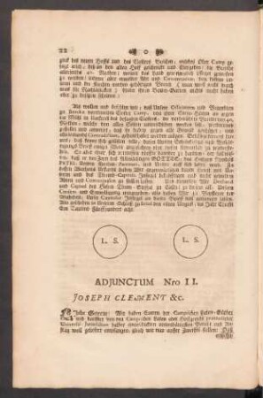 Adjunctum Nro II. Joseph Clement &c.
