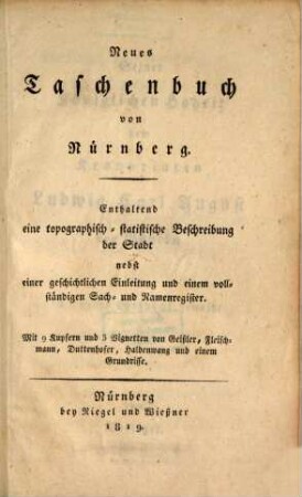 Neues Taschenbuch von Nürnberg, [1]. 1819