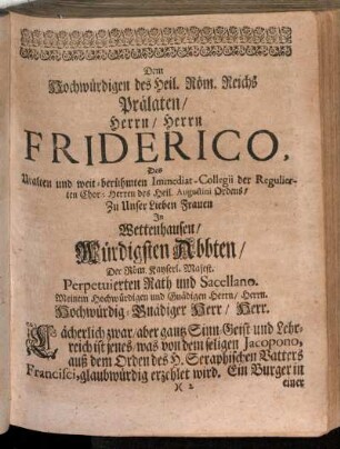 [Zueignungs-Schrifft.]