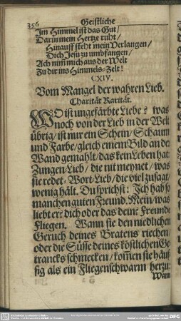 CXIV. Vom Mangel der wahren Lieb