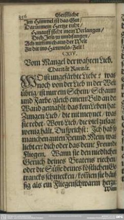 CXIV. Vom Mangel der wahren Lieb