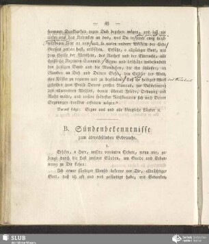 B. Sündenbekenntnisse zum abwechselnden Gebrauche