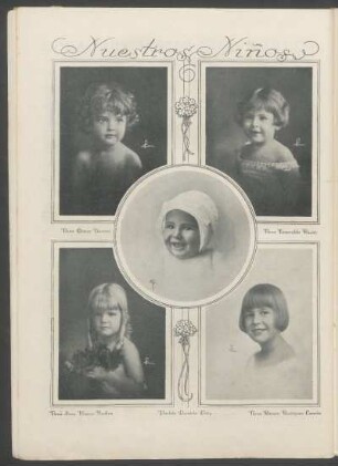 Nuestros niños - [Fotografías] : [Retratos de] Nena Gómez Bonomi, Nena Esmeralda Rautér, Pochito Quintela Ortiz, Nena Sara Blanco Hughes [y] Nena Roosen Rodríguez Larreta