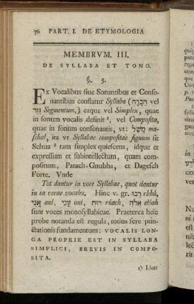 Membrum III. De Syllaba et Tono.
