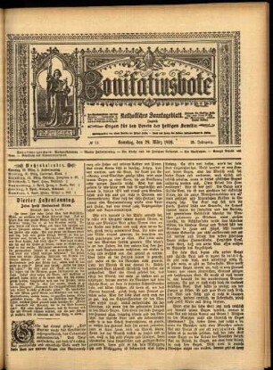 Erste Ausgabe vom Sonntag, den 29. März 1908.