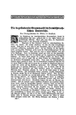 Die begründende Grammatik im fremdsprachlichen Unterricht