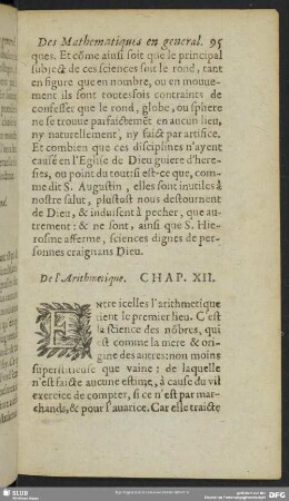De l´Arithmetique. chap. XII.