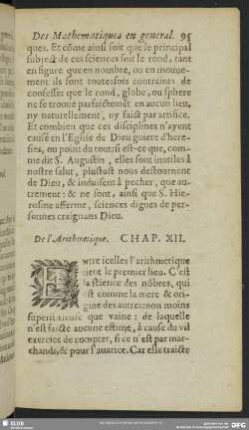 De l´Arithmetique. chap. XII.