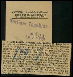 Zeitungsausschnitt Berliner Tageblatt