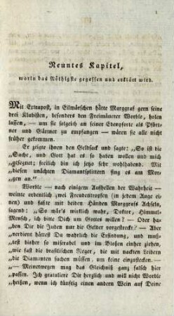 Neuntes Kapitel, worin das Nötigste gegessen und erklärt wird