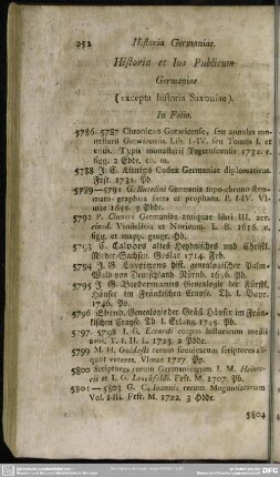 Historia et Ius Publicum Germaniae (excepta historia Saxoniae)